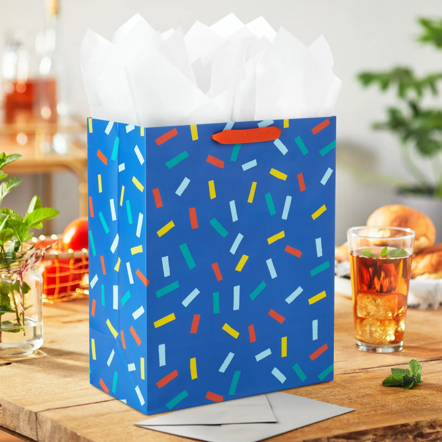 13" Confetti on Blue Large Gift Bag