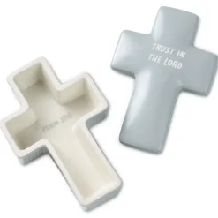 Confirmation Cross-Shaped Lidded Trinket Dish