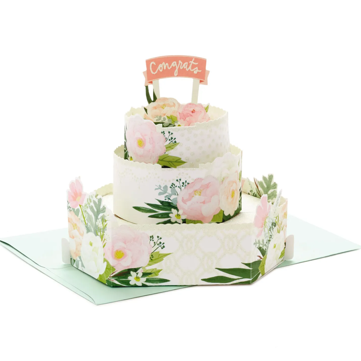 Congrats Three-Tiered Cake 3D Pop-Up Wedding Card