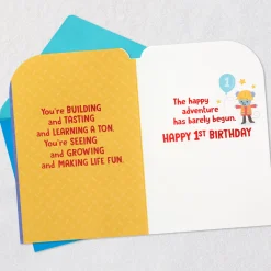 Construction Cake First Birthday Card for Boy
