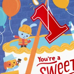 Construction Cake First Birthday Card for Boy