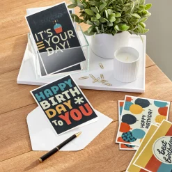 Contemporary Cheer Assorted Birthday Cards, Pack of 12