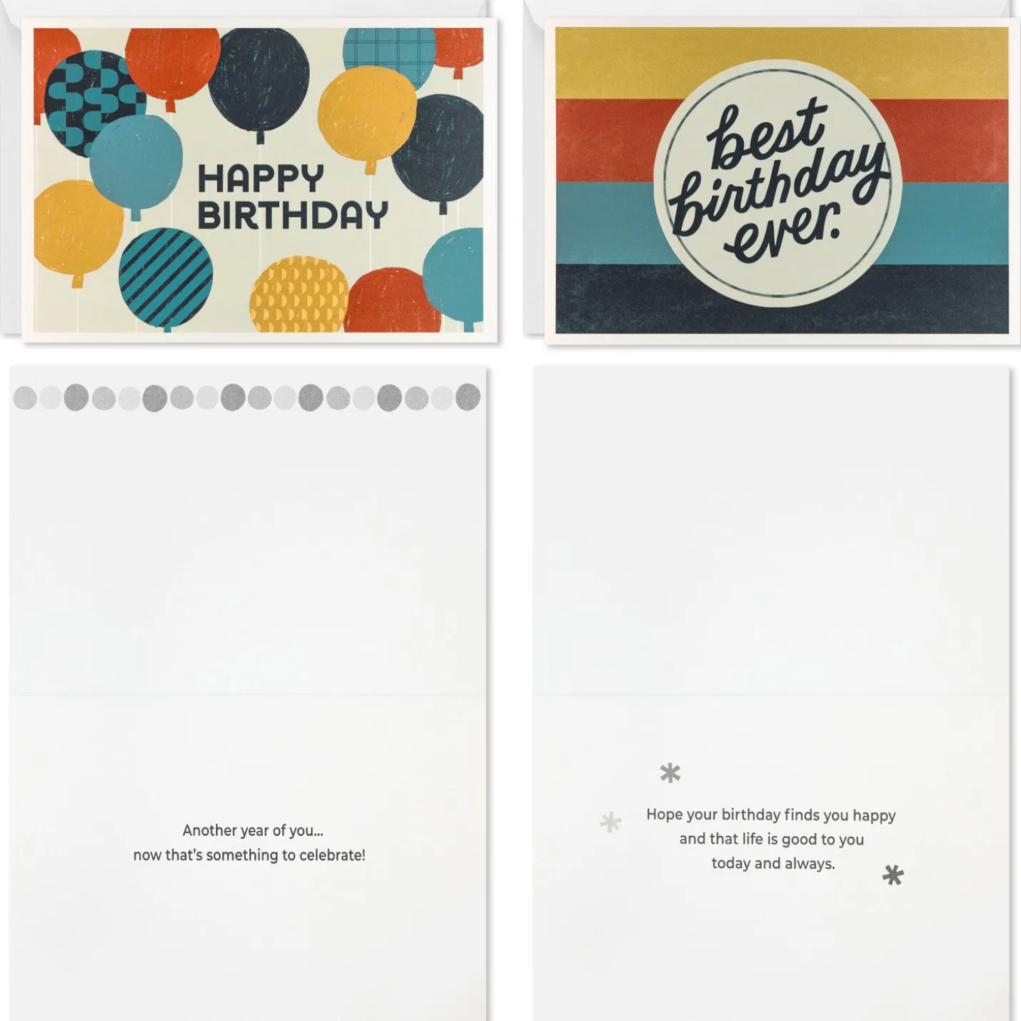 Contemporary Cheer Assorted Birthday Cards, Pack of 12