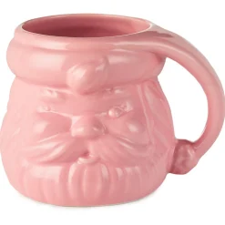 Coral Pink Sculpted Santa Mug, 8 oz.