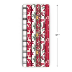 Cozy Patterns 6-Pack Assorted Holiday Wrapping Paper Roll Bundle, 150 sq. ft. total