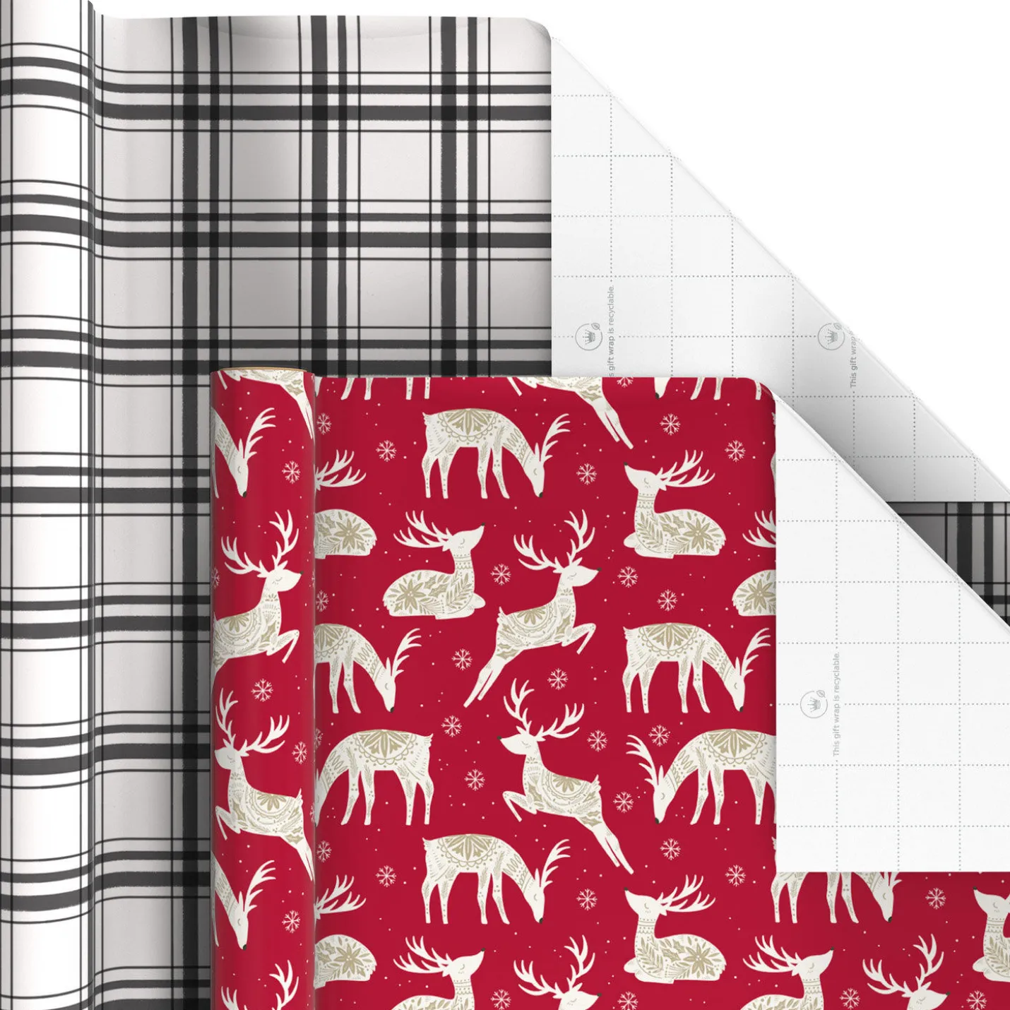 Cozy Patterns 6-Pack Assorted Holiday Wrapping Paper Roll Bundle, 150 sq. ft. total