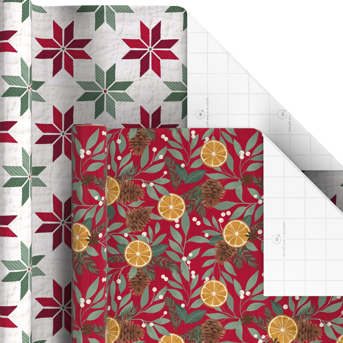 Cozy Patterns 6-Pack Assorted Holiday Wrapping Paper Roll Bundle, 150 sq. ft. total