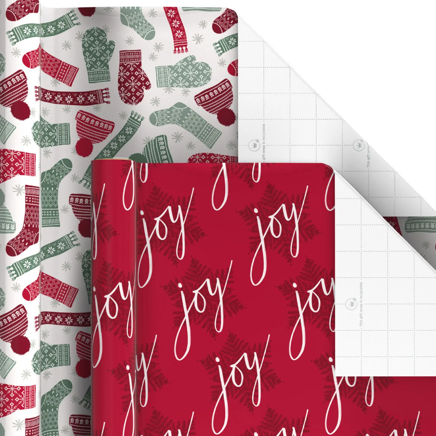 Cozy Patterns 6-Pack Assorted Holiday Wrapping Paper Roll Bundle, 150 sq. ft. total