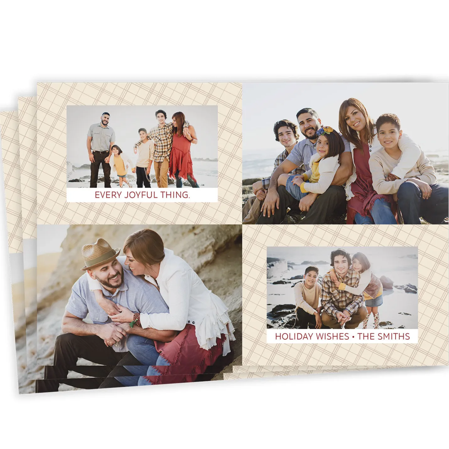 Cream Plaid Flat Photo Card