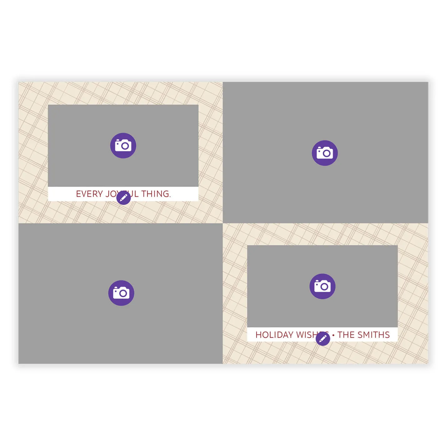 Cream Plaid Flat Photo Card