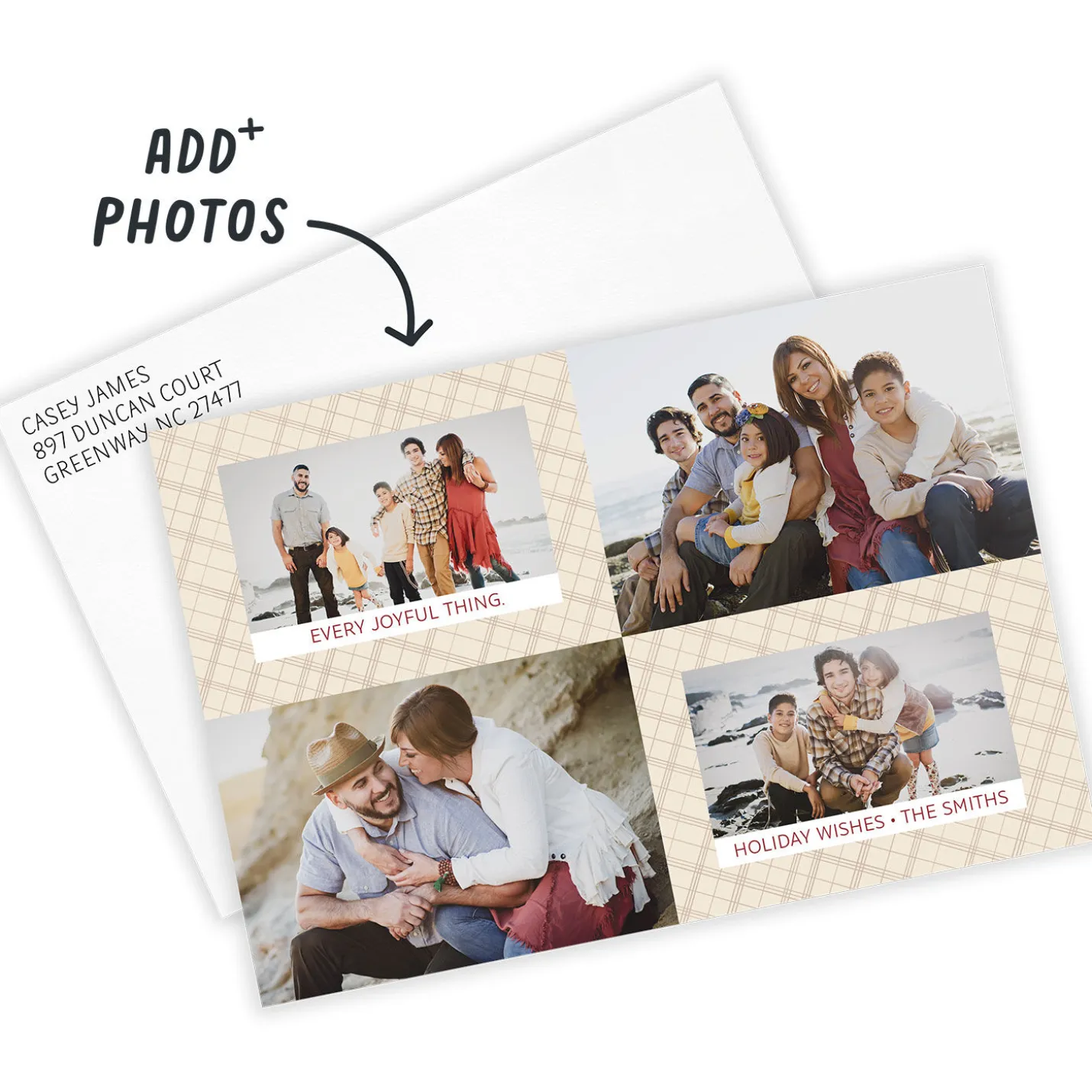 Cream Plaid Flat Photo Card