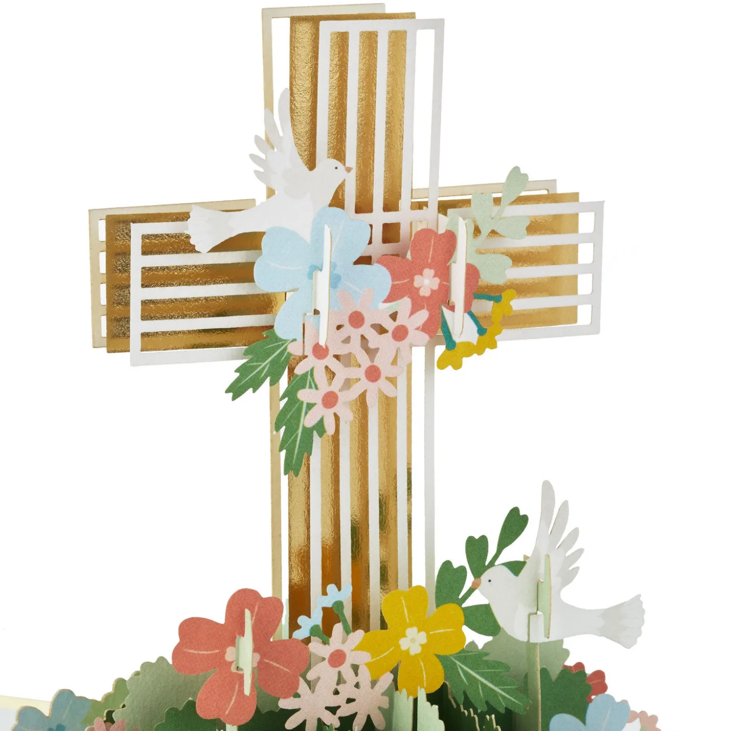 Cross With Flowers Religious Pop-Up Card