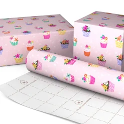 Cupcakes on Pink Wrapping Paper Roll, 20 sq. ft.