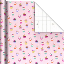 Cupcakes on Pink Wrapping Paper Roll, 20 sq. ft.