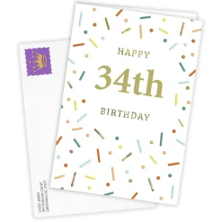 Custom Age With Confetti Custom Birthday Card