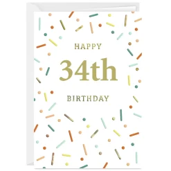 Custom Age With Confetti Custom Birthday Card
