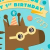 Cute Giraffe 1st Birthday Card for Great-Grandson