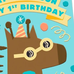 Cute Giraffe 1st Birthday Card for Great-Grandson