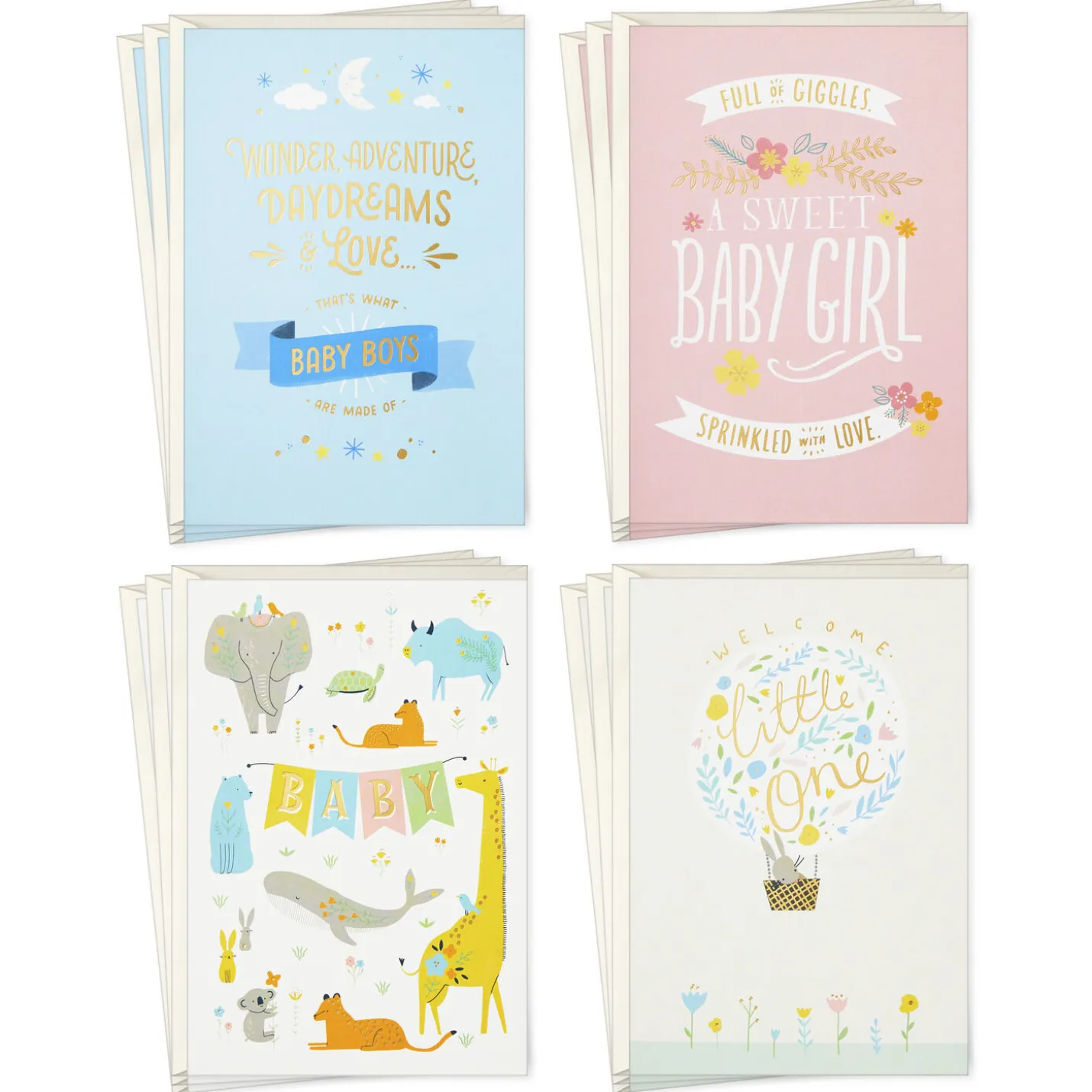 Cute and Cuddly Assorted New Baby Cards, Pack of 12