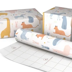 Cute Animal Collage on White Tall Wrapping Paper Roll, 35 sq. ft.