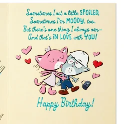 Cute Cat Couple Cartoon Birthday Card for Husband