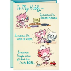 Cute Cat Couple Cartoon Birthday Card for Husband
