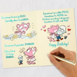 Cute Cat Couple Cartoon Birthday Card for Husband