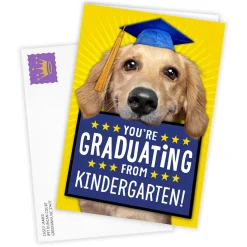 Cute Dog Grade Level Custom Graduation Card