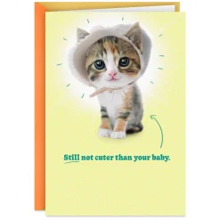 Cute Kitten in a Baby Bonnet Funny New Baby Card