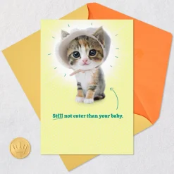 Cute Kitten in a Baby Bonnet Funny New Baby Card