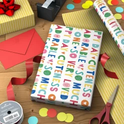 Cuteness Overload/Yellow Stripes Reversible Wrapping Paper, 20 sq. ft.