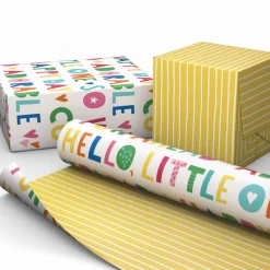 Cuteness Overload/Yellow Stripes Reversible Wrapping Paper, 20 sq. ft.