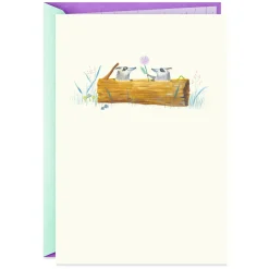 Cute Raccoons and Flowers Blank Card