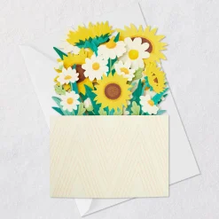 Daisy and Sunflower Bouquet Thinking of You 3D Pop-Up Card