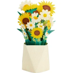 Daisy and Sunflower Bouquet Thinking of You 3D Pop-Up Card