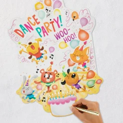 Dance Party Animals Musical Pop-Up Birthday Card for Kids