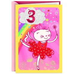 Dancing Cat 3rd Birthday Card for Kids