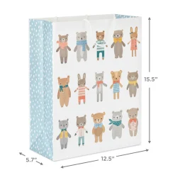 15.5" Dapper Bears and Bunnies Extra-Large Gift Bag