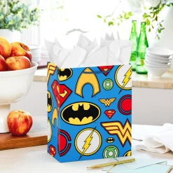 9.6" DC™ Super Hero Icons on Blue Medium Gift Bag
