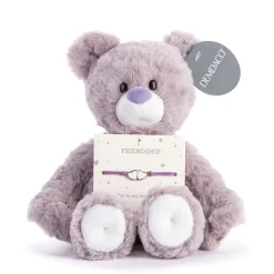 Demdaco Friendship Lavender Plush Bear With Hearts Bracelet