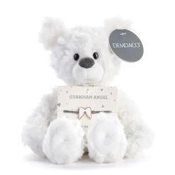 Demdaco Guardian Angel White Plush Bear With Angel Wings Bracelet