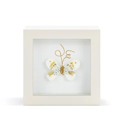 Demdaco Love From Above White and Gold Butterfly Small Shadow Box, 4"