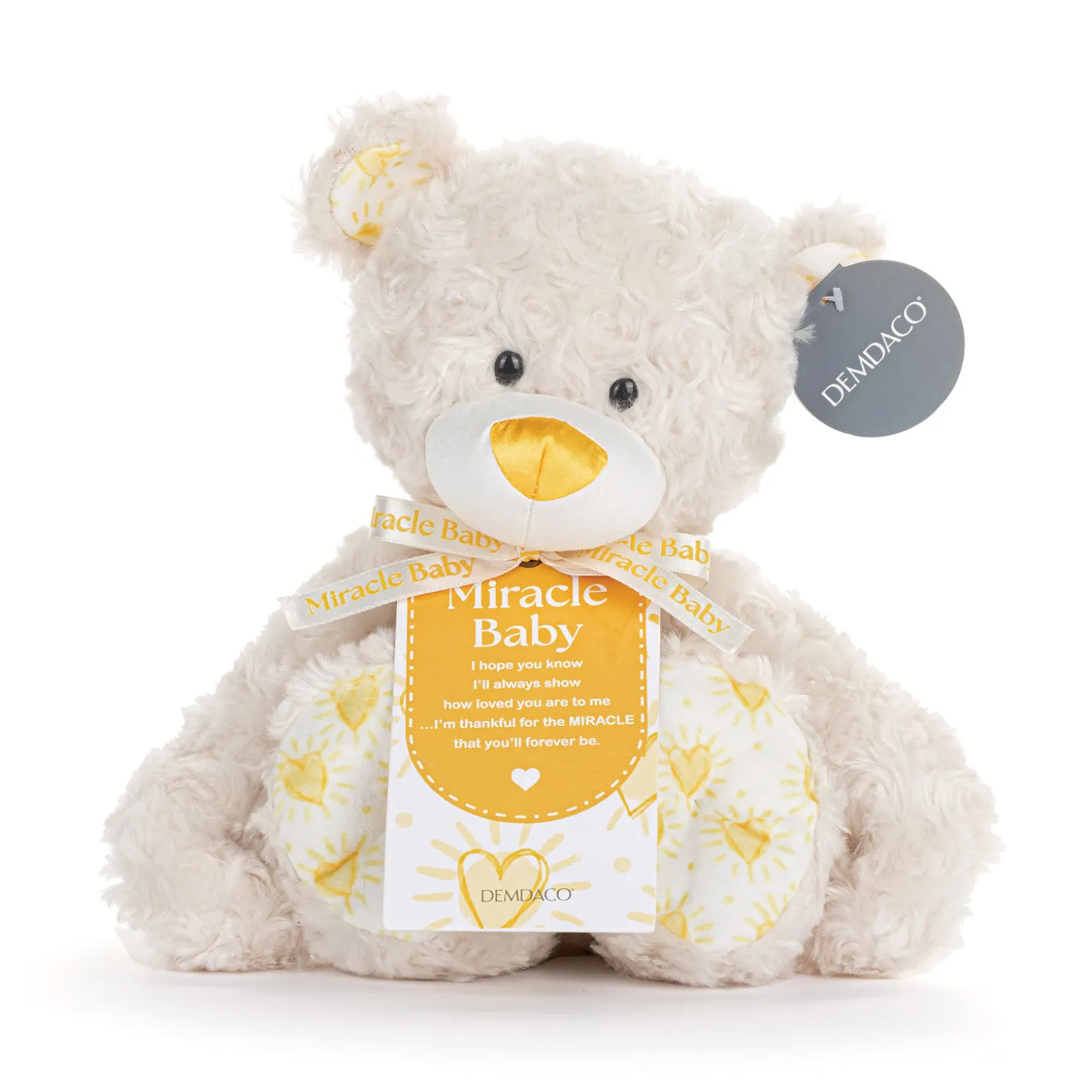 Demdaco Miracle Baby Bear Plush, 13"