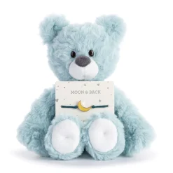 Demdaco Moon and Back Blue Plush Bear With Moon Bracelet
