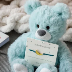 Demdaco Moon and Back Blue Plush Bear With Moon Bracelet