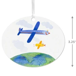 Design-Your-Own Horizontal Oval Metal Personalized Ornament, Custom Photo