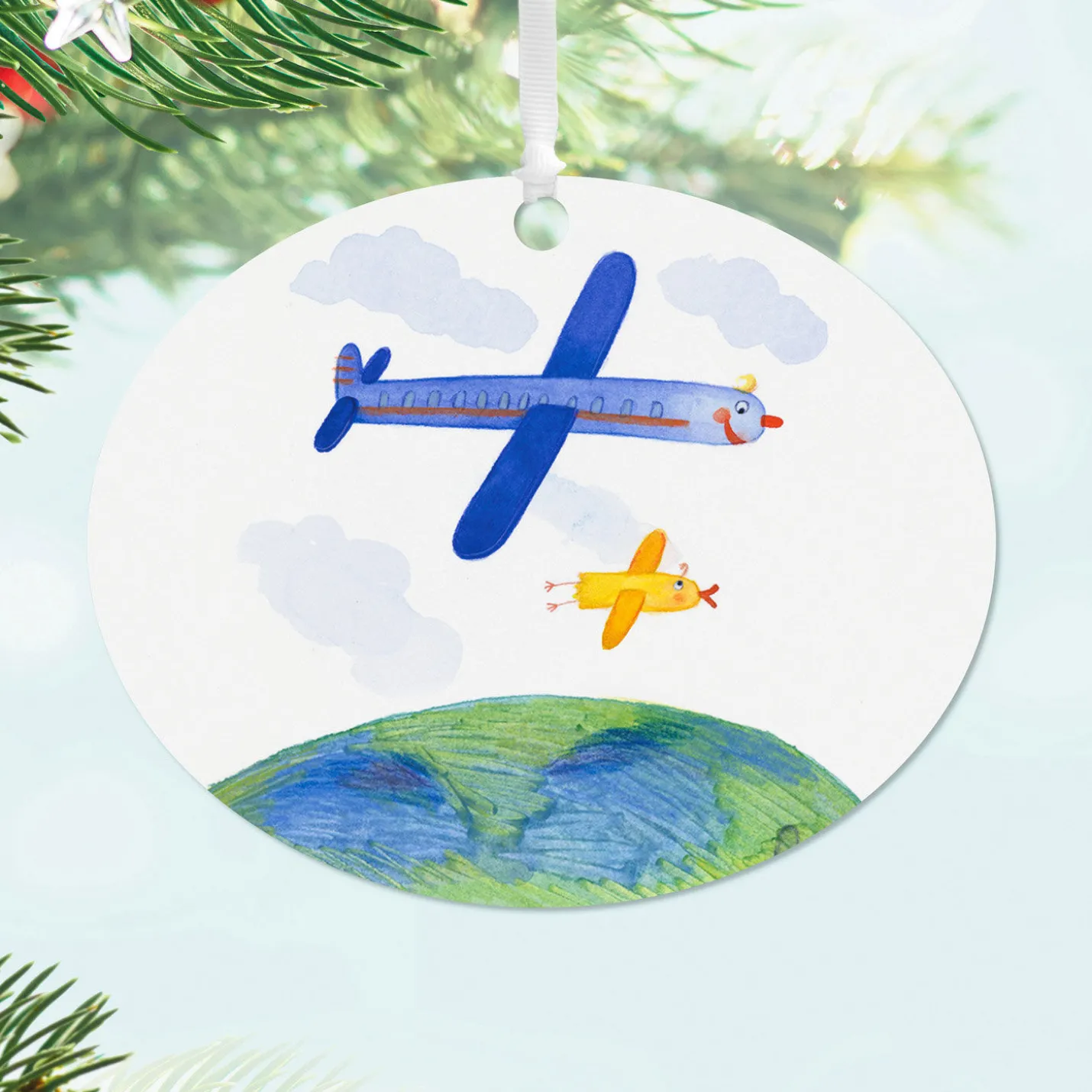 Design-Your-Own Horizontal Oval Metal Personalized Ornament, Custom Photo