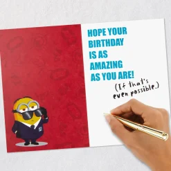 Despicable Me 4 Mind-blowing Coolness Minions Birthday Card for Kids With Stickers