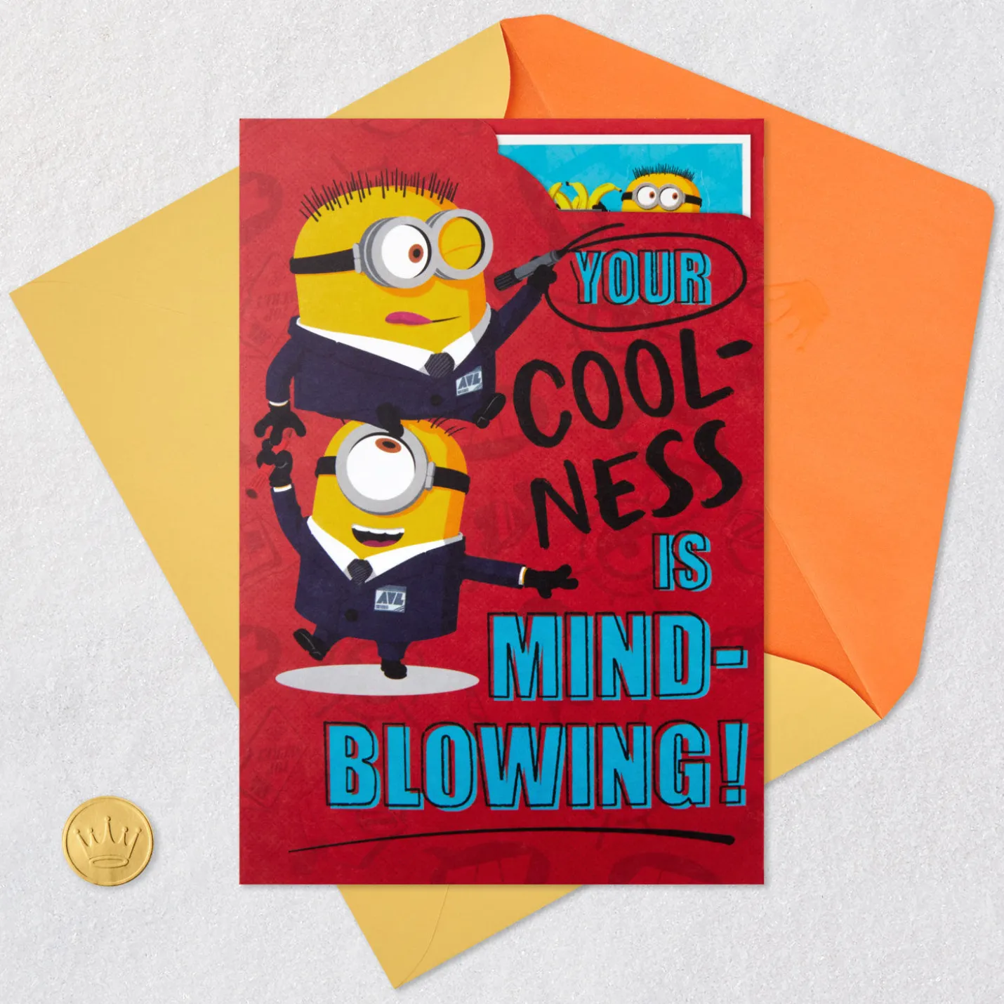 Despicable Me 4 Mind-blowing Coolness Minions Birthday Card for Kids With Stickers