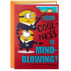 Despicable Me 4 Mind-blowing Coolness Minions Birthday Card for Kids With Stickers